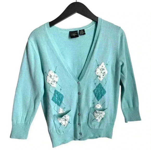 Vintage Women's Tailor Sweater Cardigan Size XS Aqua - Picture 1 of 6